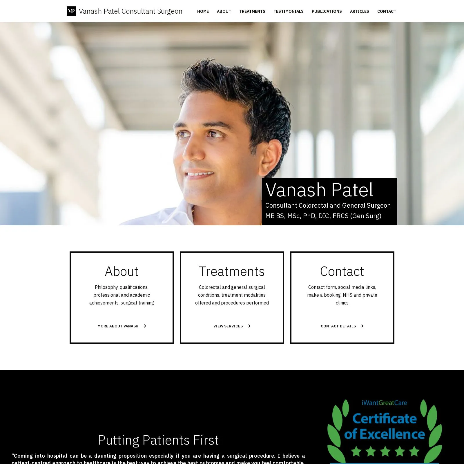 Consultant surgeon offering colorectal treatments and patient care.