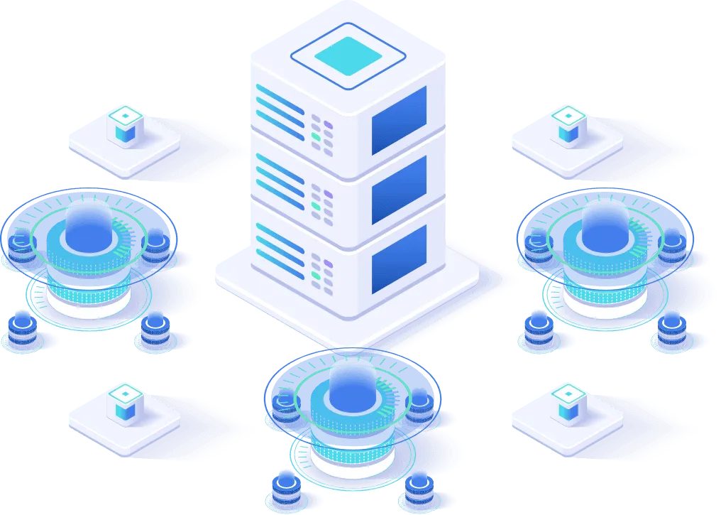 Illustration of a server with digital connections.