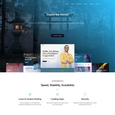Website showcasing design templates and web technology.